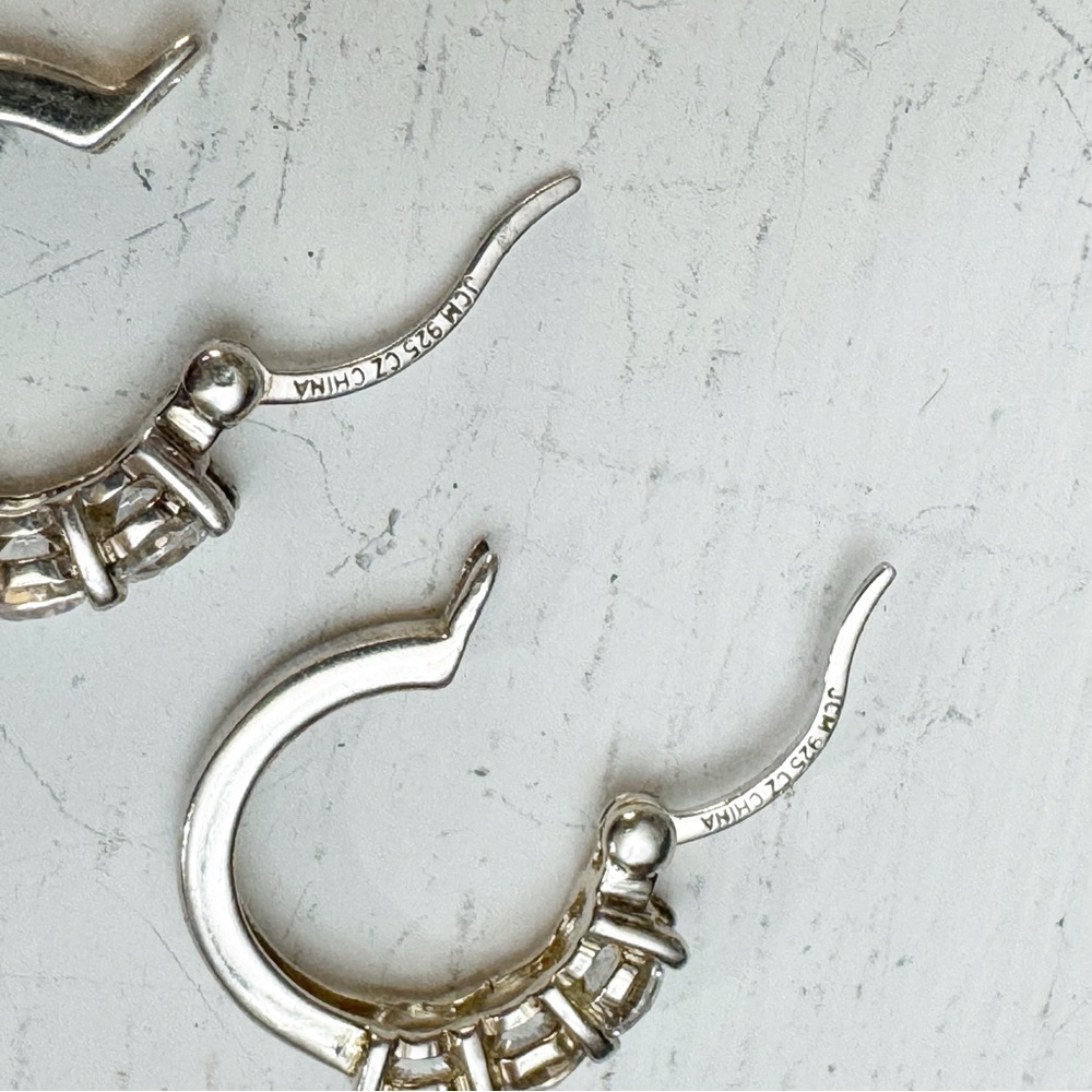 Vintage Sterling Silver 925 JCM Hinged Hoop Earrings - Picture 9 of 11